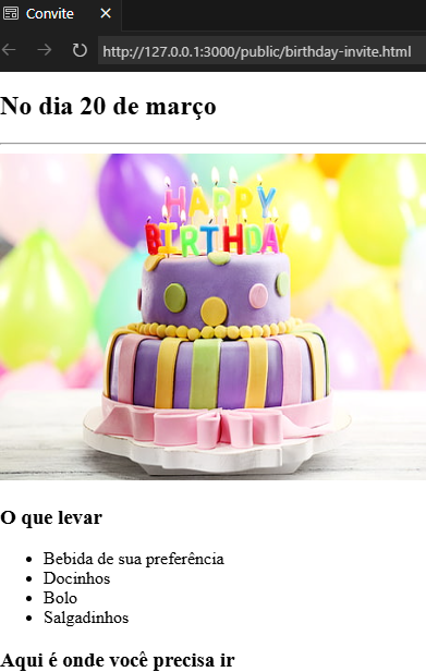 imagem da página convite